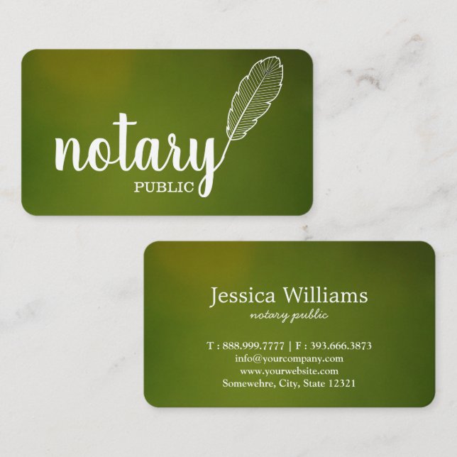 Notary Public Elegant Script Plain Business Card (Front/Back)