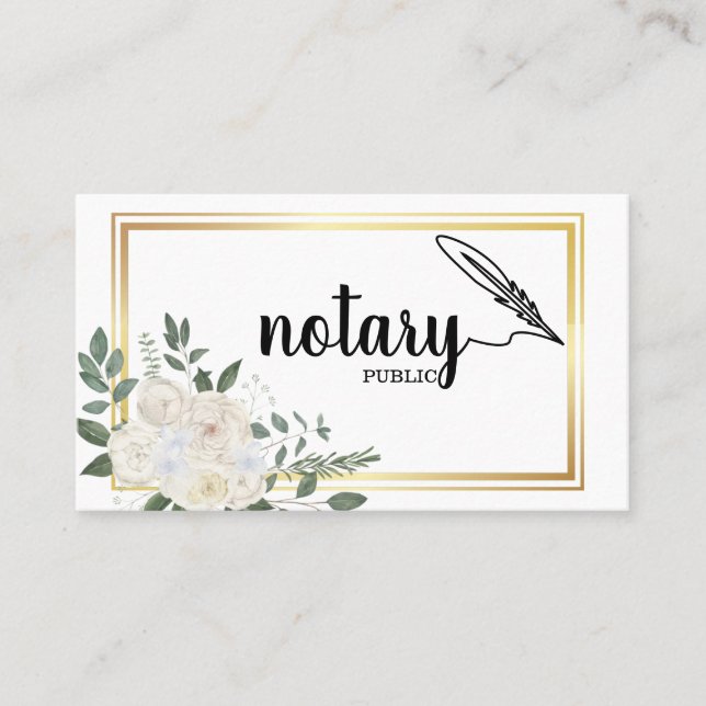 Notary Public Elegant Script Plain Business Card (Front)