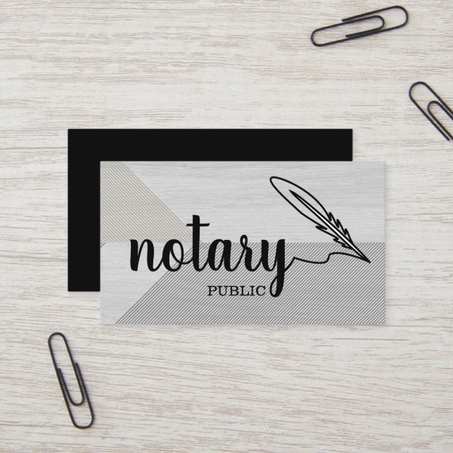 Notary Public Elegant Script Plain  Business Card (Front/Back In Situ)