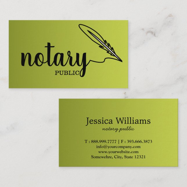 Notary Public Elegant Script Plain Business Card (Front/Back)