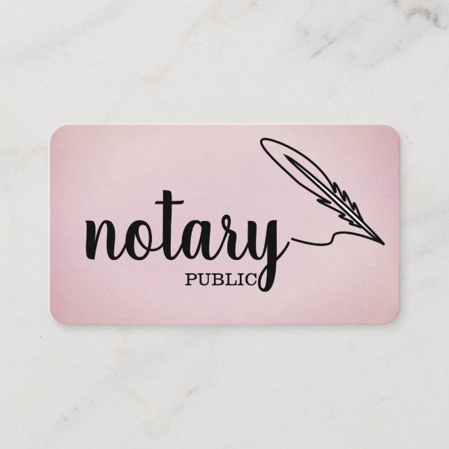 Notary Public Elegant Script Plain Business Card (Front)