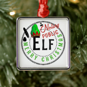 Notary Public Elf Christmas Metal Tree Decoration