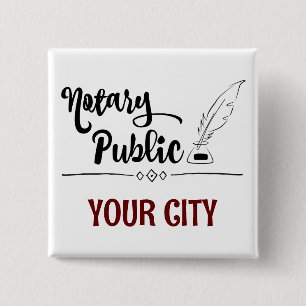 Notary Public Feather Quill Your City Customised 15 Cm Square Badge