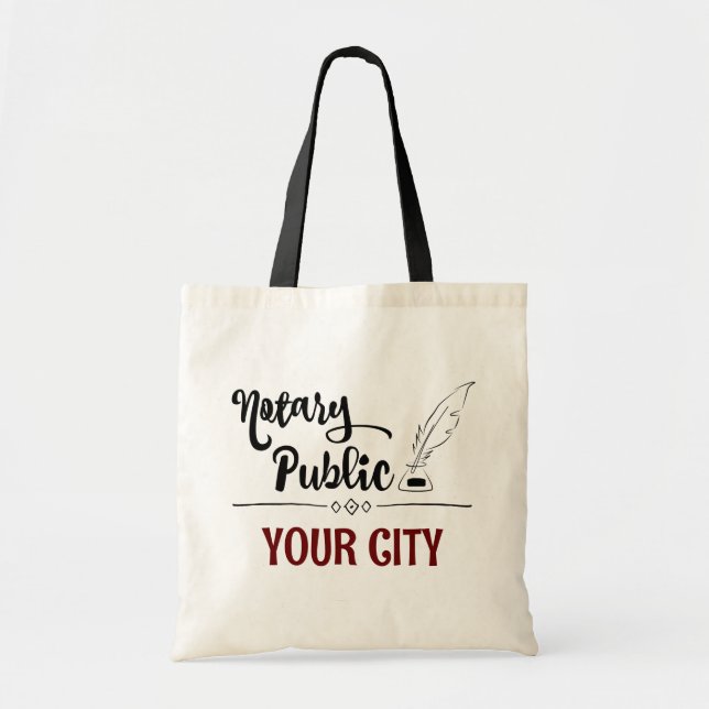 Notary Public Feather Quill Your City Customised Tote Bag (Front)