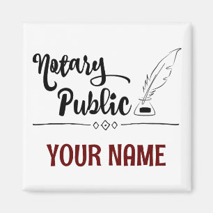 Notary Public Feather Quill Your Name Customised Magnet