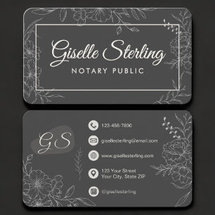 Notary Public Floral Business Card