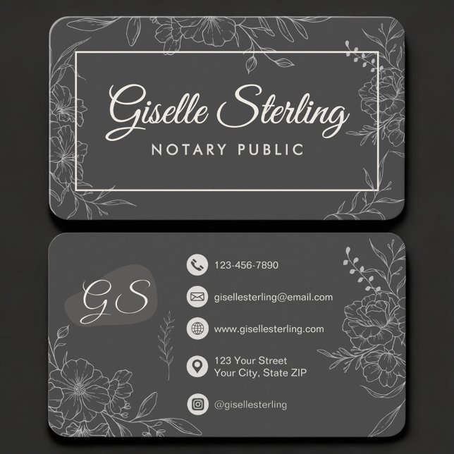 Notary Public Floral Business Card (Creator Uploaded)