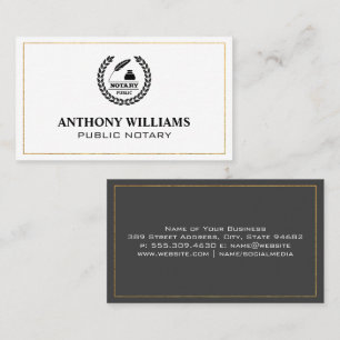 Notary Public   Gold Border Frame Business Card