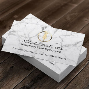 Notary Public Gold Pen Loan Signing Agent Marble Business Card