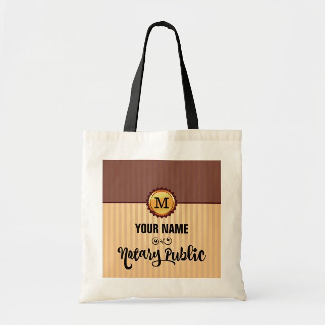 Notary Public Gold Seal Monogram Name Customised Tote Bag (Front)