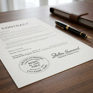 notary public law round black self-inking stamp