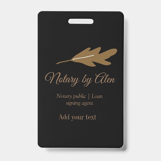 Notary public Loan signing agent add name address ID Badge (Front)