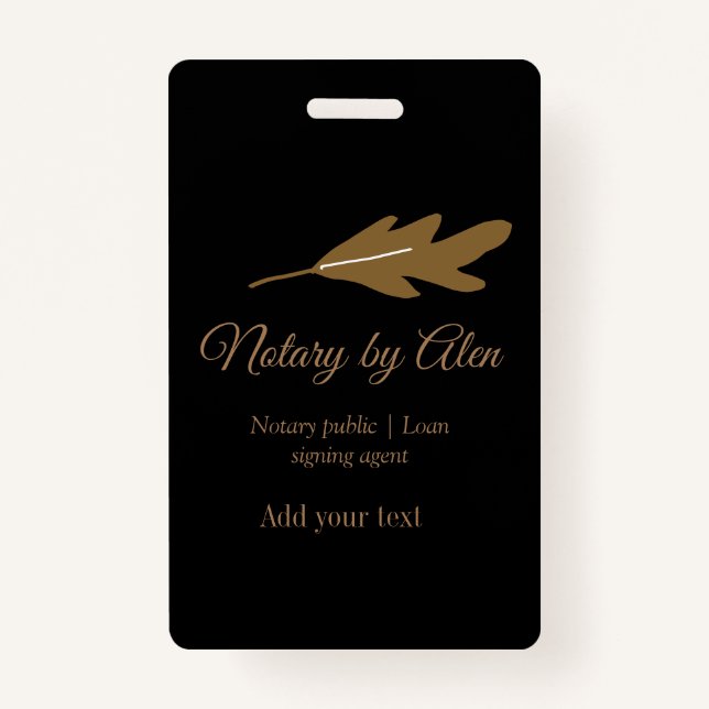 Notary public Loan signing agent add name address ID Badge (Front)