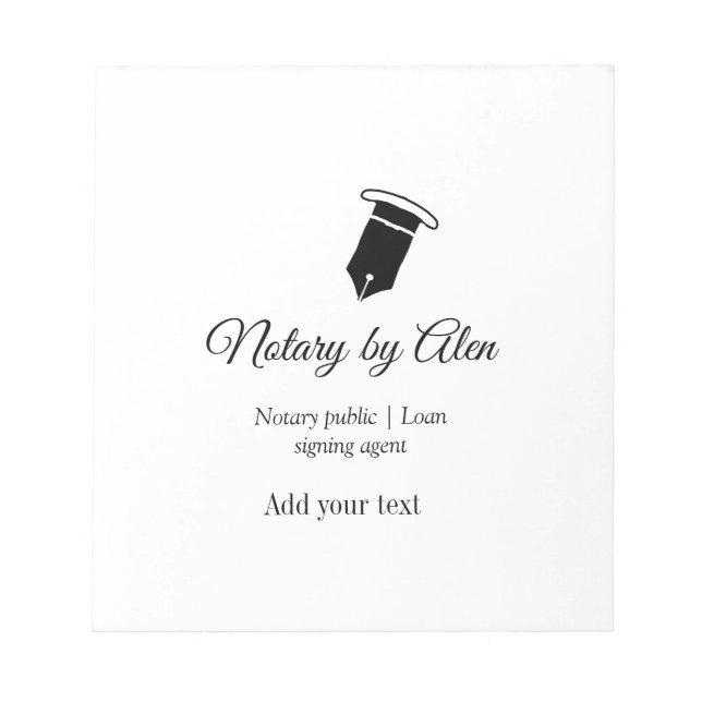 Notary public Loan signing agent add name address  Notepad (Front)