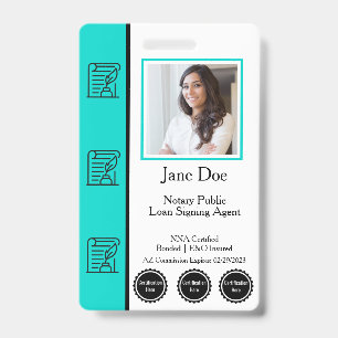 Notary Public Loan Signing Agent Badge with QR ID Badge