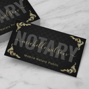 Notary Public Loan Signing Agent Black Art Deco Business Card