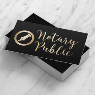 Notary Public Loan Signing Agent Black & Gold Business Card