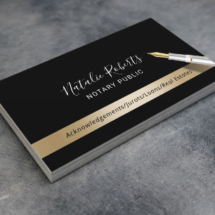 Notary Public Loan Signing Agent Black & Gold Business Card