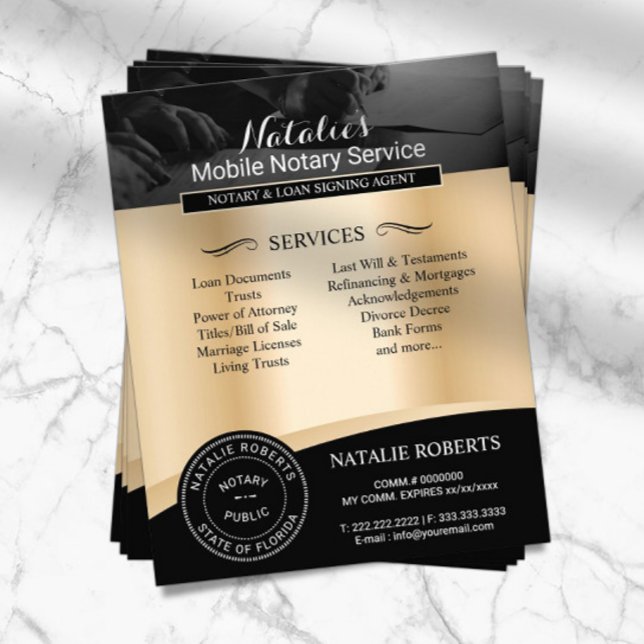 Notary Public Loan Signing Agent Black & Gold Flyer (Creator Uploaded)
