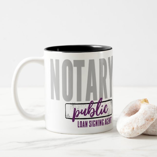 Notary Public Loan Signing Agent Customised Two-Tone Coffee Mug (With Donut)