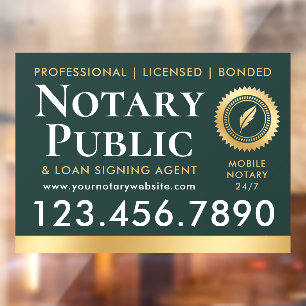 Notary Public Loan Signing Agent Dark Green Gold