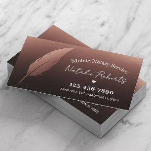 Notary Public Loan Signing Agent Elegant Brown Business Card
