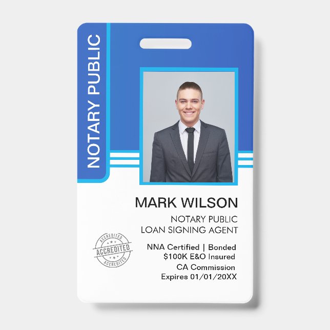 Notary Public Loan Signing Agent ID Badge (Front)