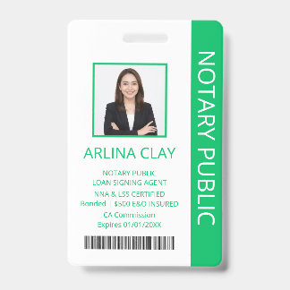 Notary Public Loan Signing Agent ID Badge Green