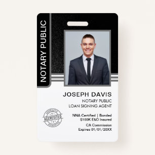 Notary Public Loan Signing Agent ID ID Badge