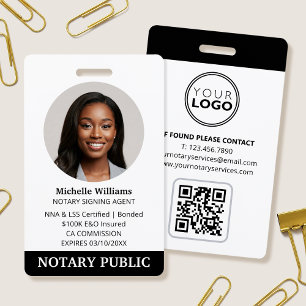 Notary Public Loan Signing Agent ID Photo Black Badge
