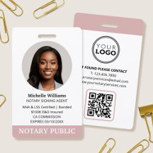 Notary Public Loan Signing Agent ID Photo Pink