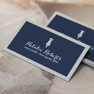 Notary Public Loan Signing Agent Minimalist Navy Business Card