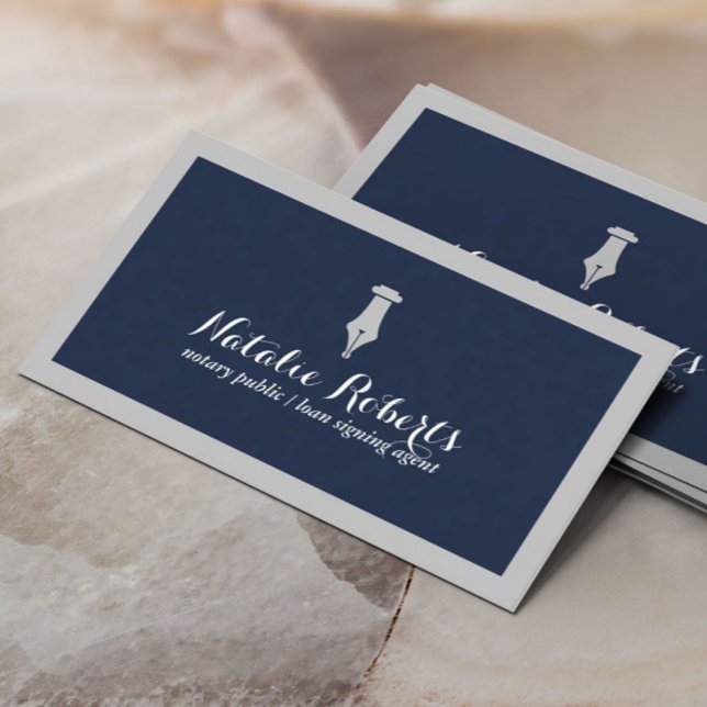 Notary Public Loan Signing Agent Minimalist Navy Business Card (Creator Uploaded)