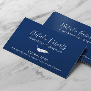 Notary Public Loan Signing Agent Minimalist Navy Business Card