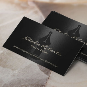 Notary Public Loan Signing Agent Modern Black Business Card