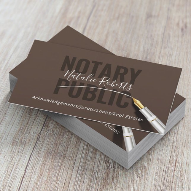 Notary Public Loan Signing Agent Signature Business Card (Creator Uploaded)