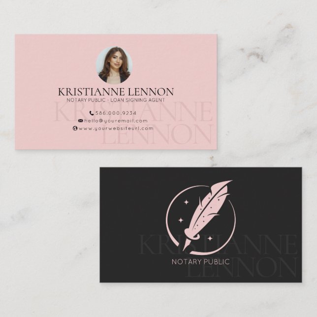 Notary Public - Loan Signing Agent - Sleek Photo Business Card (Front/Back)