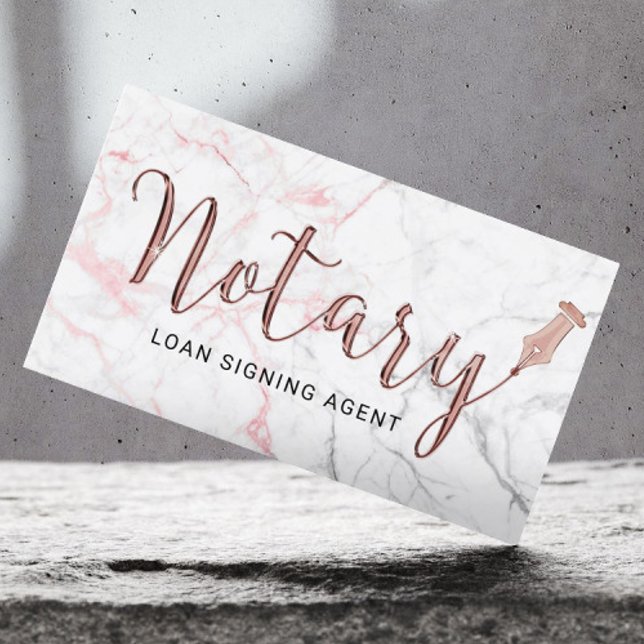 Notary Public Marble Rose Gold 3D Typography Business Card (Creator Uploaded)