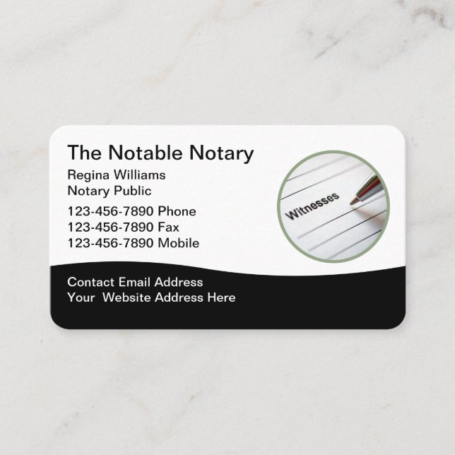 Notary Public Modern Business Cards (Front)
