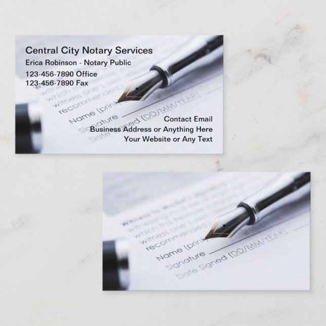 Notary Public Modern Simple Business Cards (Front/Back)