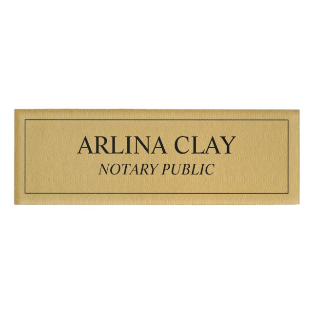 Notary Public Name Badge Gold Texture Luxury (Front)