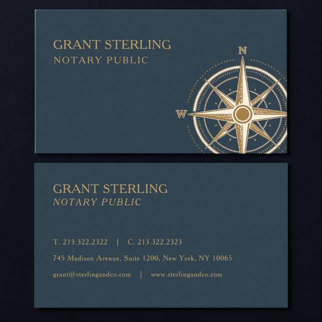 Notary Public Nautical Compass  Business Card (Creator Uploaded)