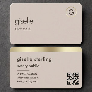 Notary Public Neutral Gold QR Code Business Card