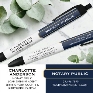 Notary Public Promotional Gift Blue Gold Business Black Ink Pen