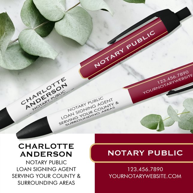 Notary Public Promotional Gift Burgundy Business Black Ink Pen (Creator Uploaded)