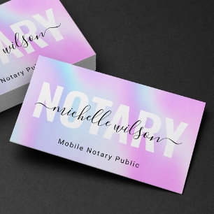 Notary Public Purple Holographic Typography Business Card
