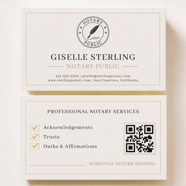 Notary Public QR Code Professional Business Card (Creator Uploaded)
