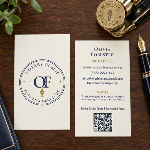 Notary Public QR Code Professional Business Card