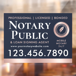 Notary Public Signing Agent Dark Blue Rose Gold