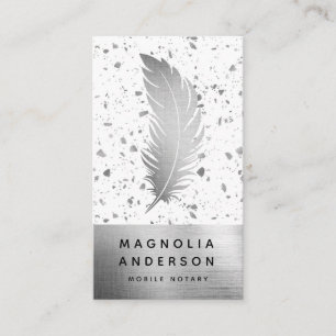 Notary Public Signing Agent Foil Quill Business Card